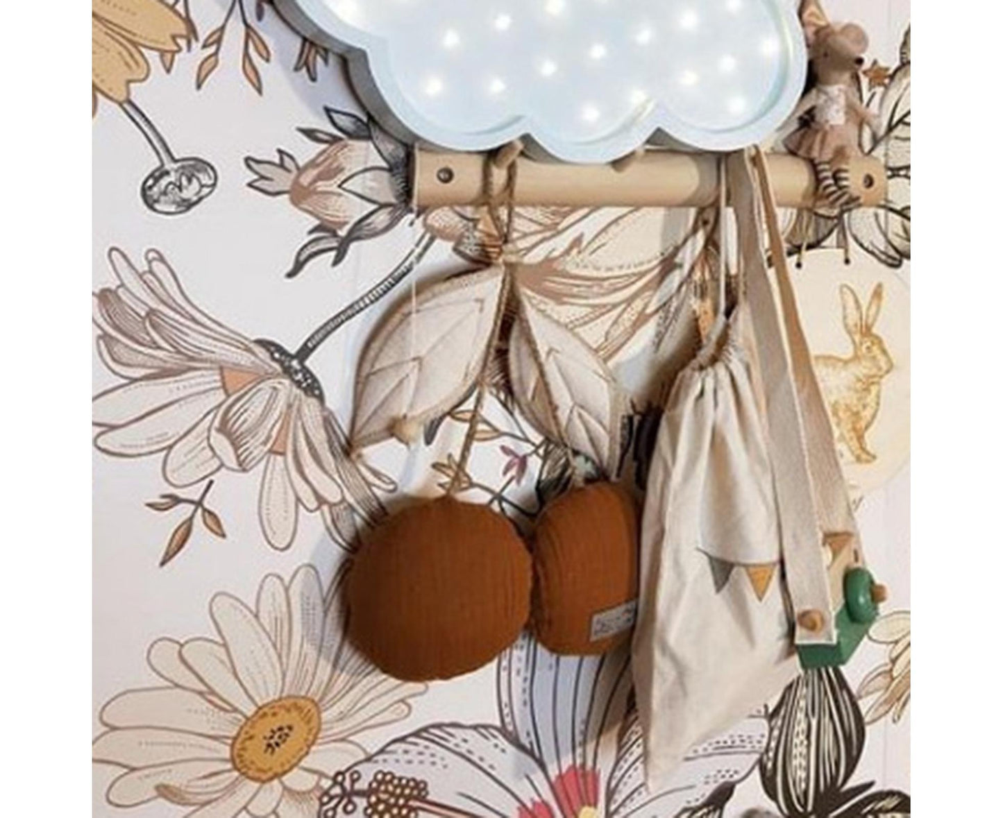 Lovely Cherry Shape Wall Hanging Decor Cute Ultra-soft Fabric Wall Hanging Ornament for Home-Orange