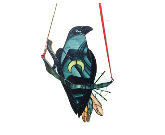 Pendant Crow Pattern Landscaping Ornaments Acrylic Door Wall Hanging Ornaments for Home-Black