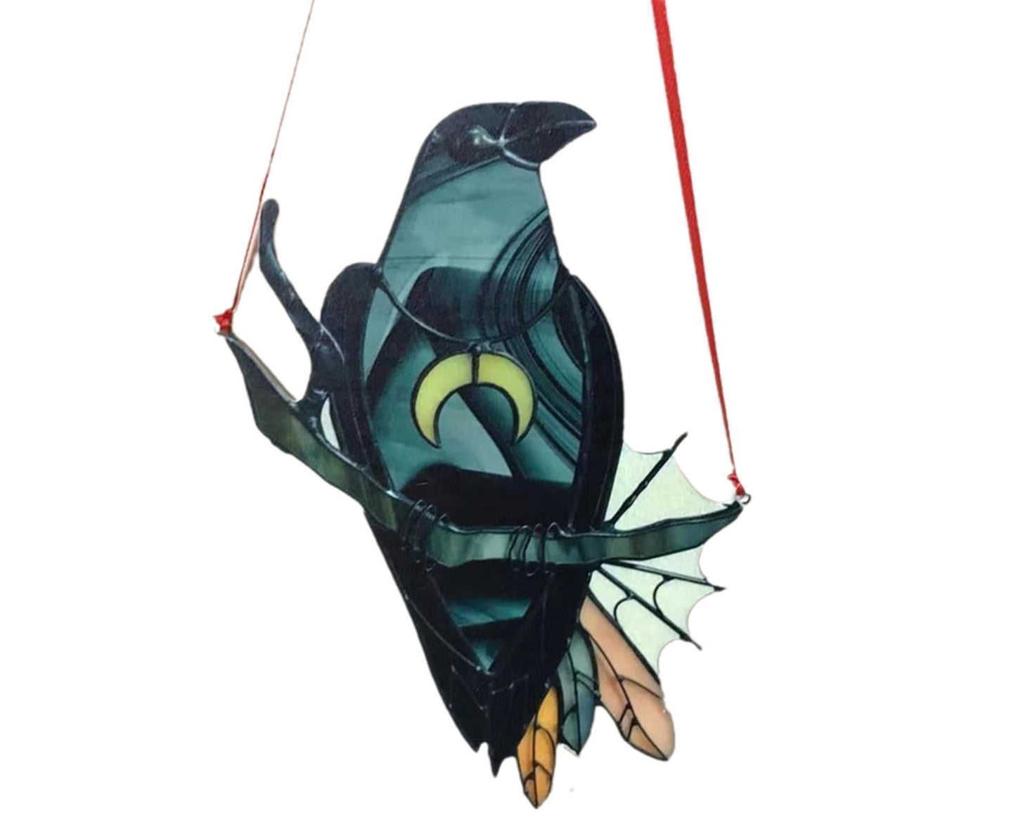 Pendant Crow Pattern Landscaping Ornaments Acrylic Door Wall Hanging Ornaments for Home-Black