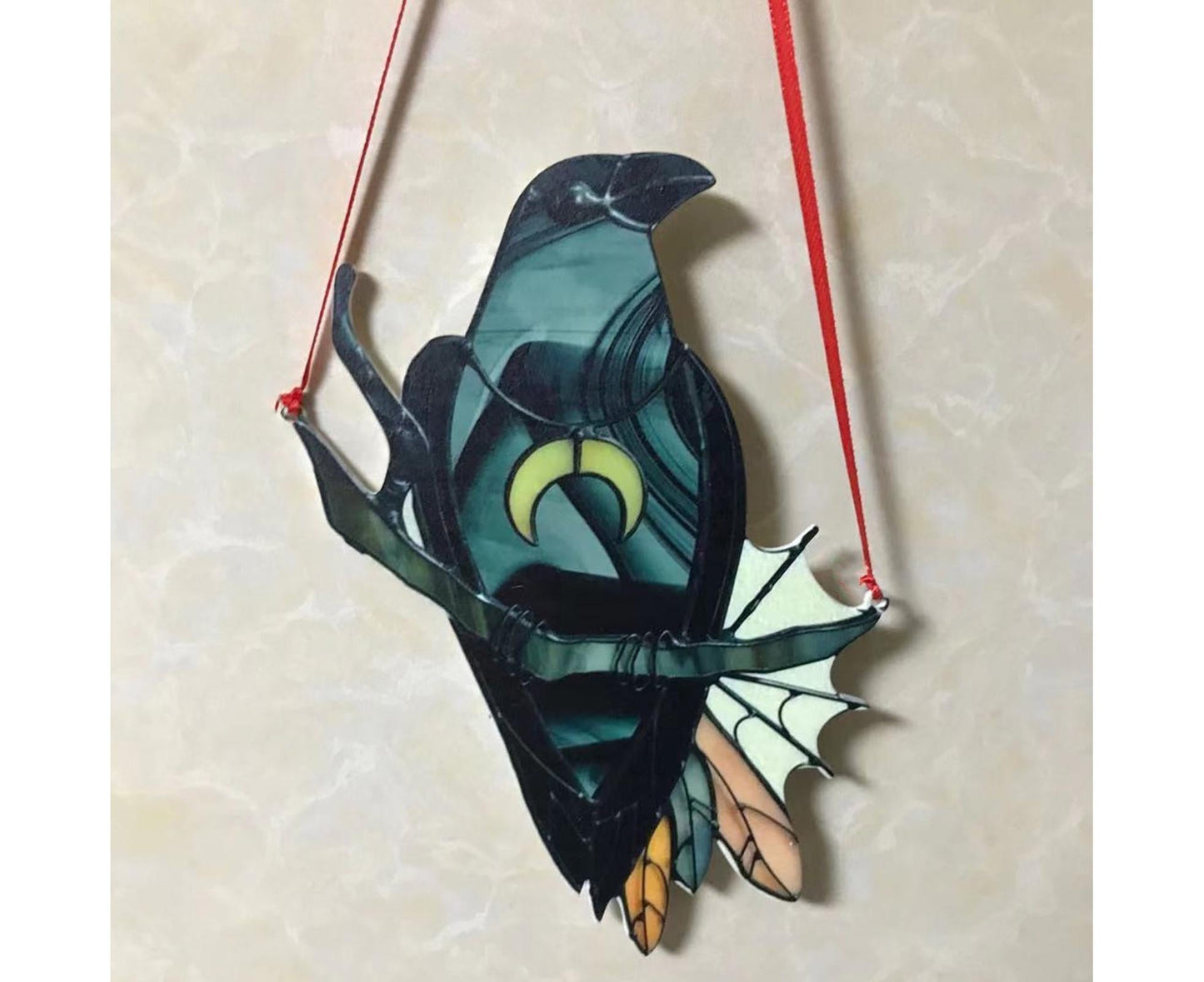 Pendant Crow Pattern Landscaping Ornaments Acrylic Door Wall Hanging Ornaments for Home-Black