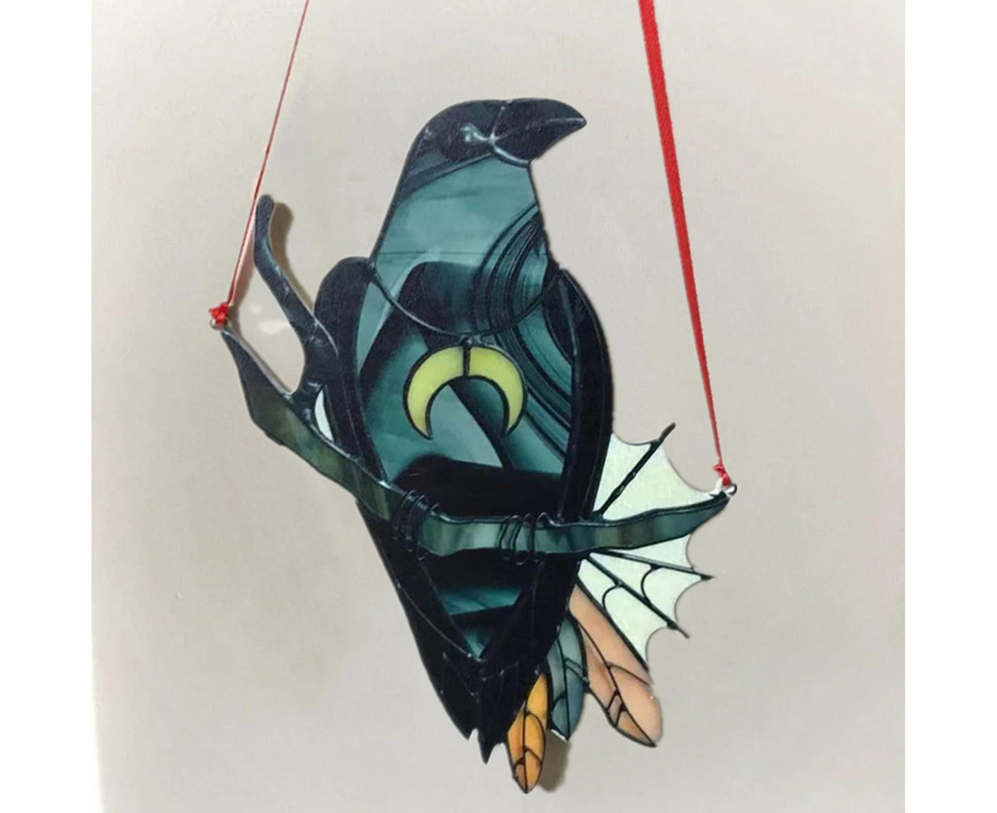 Pendant Crow Pattern Landscaping Ornaments Acrylic Door Wall Hanging Ornaments for Home-Black