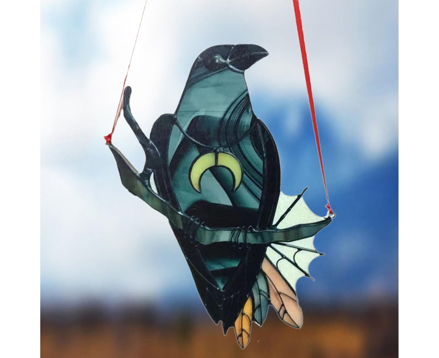 Pendant Crow Pattern Landscaping Ornaments Acrylic Door Wall Hanging Ornaments for Home-Black