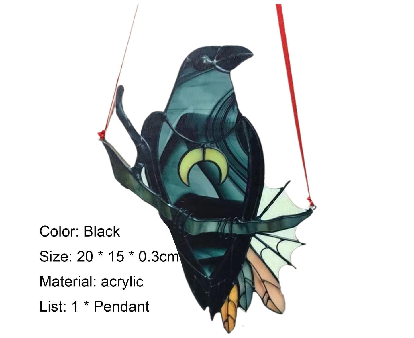 Pendant Crow Pattern Landscaping Ornaments Acrylic Door Wall Hanging Ornaments for Home-Black