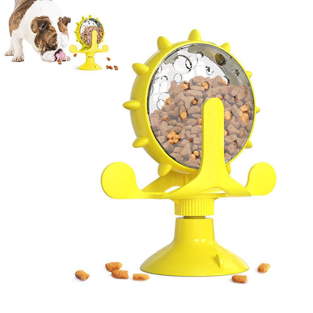 Interactive Pet Treats Dispenser Toy 360 Degrees Rotating Windmill Toy Slow Dog Cat Feeder Green