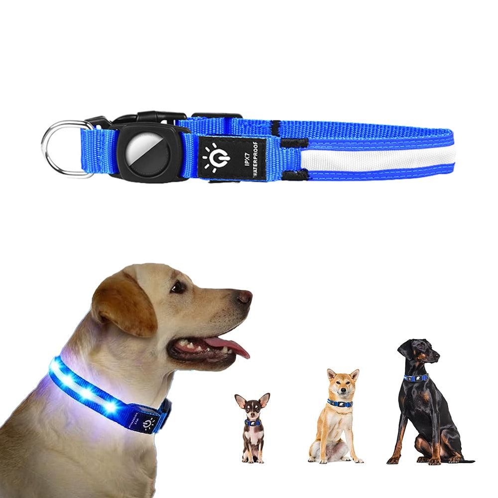 Luminous LED Pet Dog Collar Light-up USB Rechargeable Dog Collar Blue - M