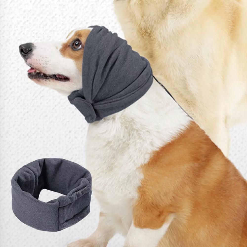 Dog Calming Ear Wraps Ear Protection Cover Pet Dog Head Muff Dark Gray - S