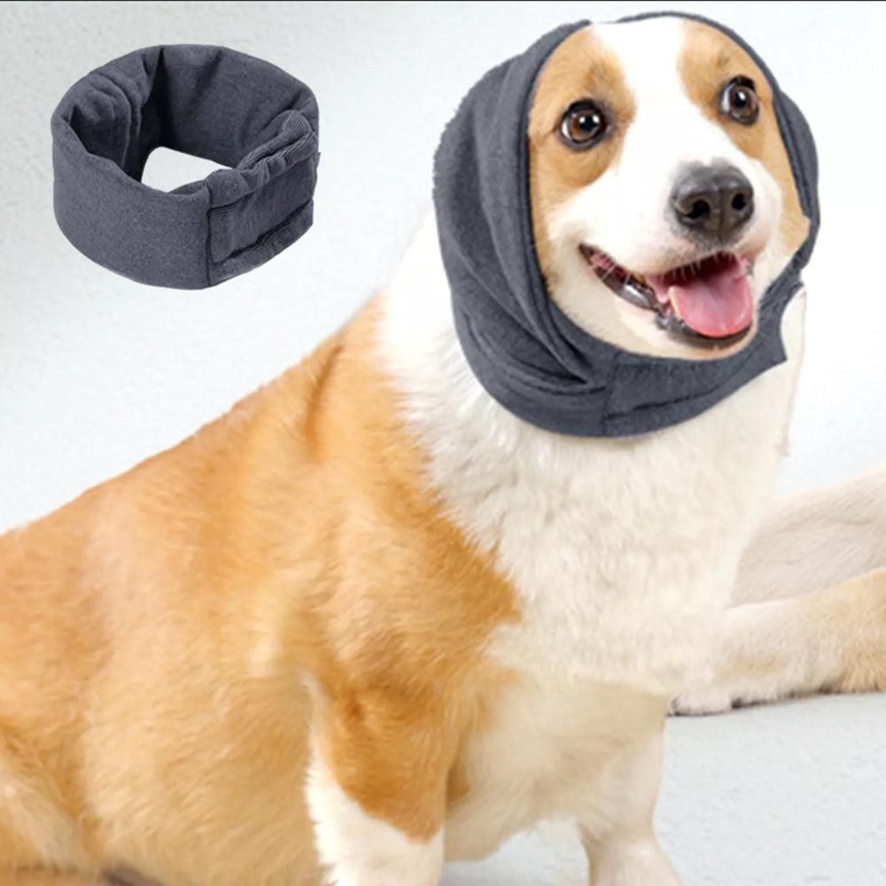 Dog Calming Ear Wraps Ear Protection Cover Pet Dog Head Muff Dark Gray - L