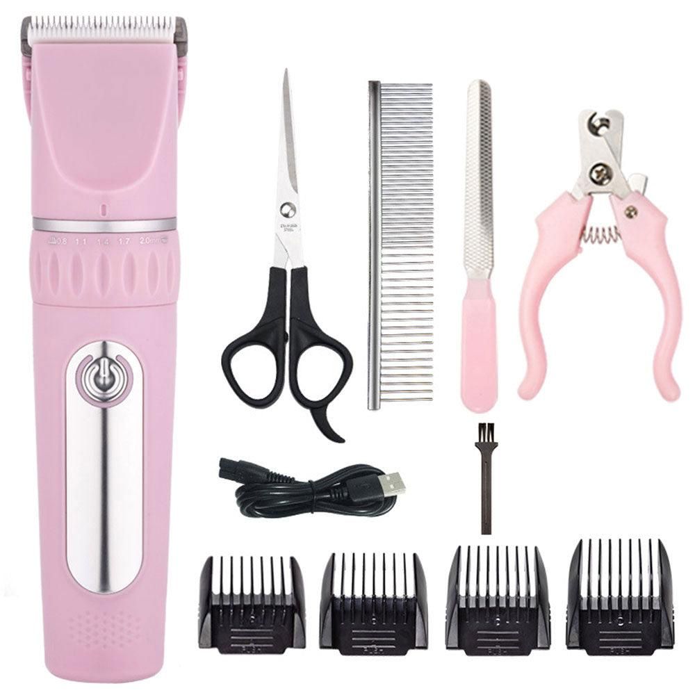 Electric Dog Cat Grooming Kit Cordless Pet Hair Shaver Scissors Clippers Trimmer White