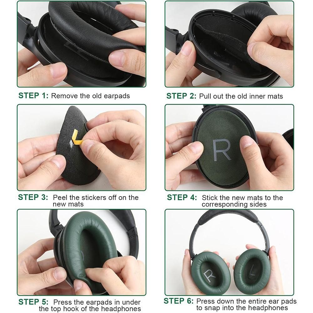Pair of Replacement Ear Pads for Bose QC45 Headphone Ear Cushions Green