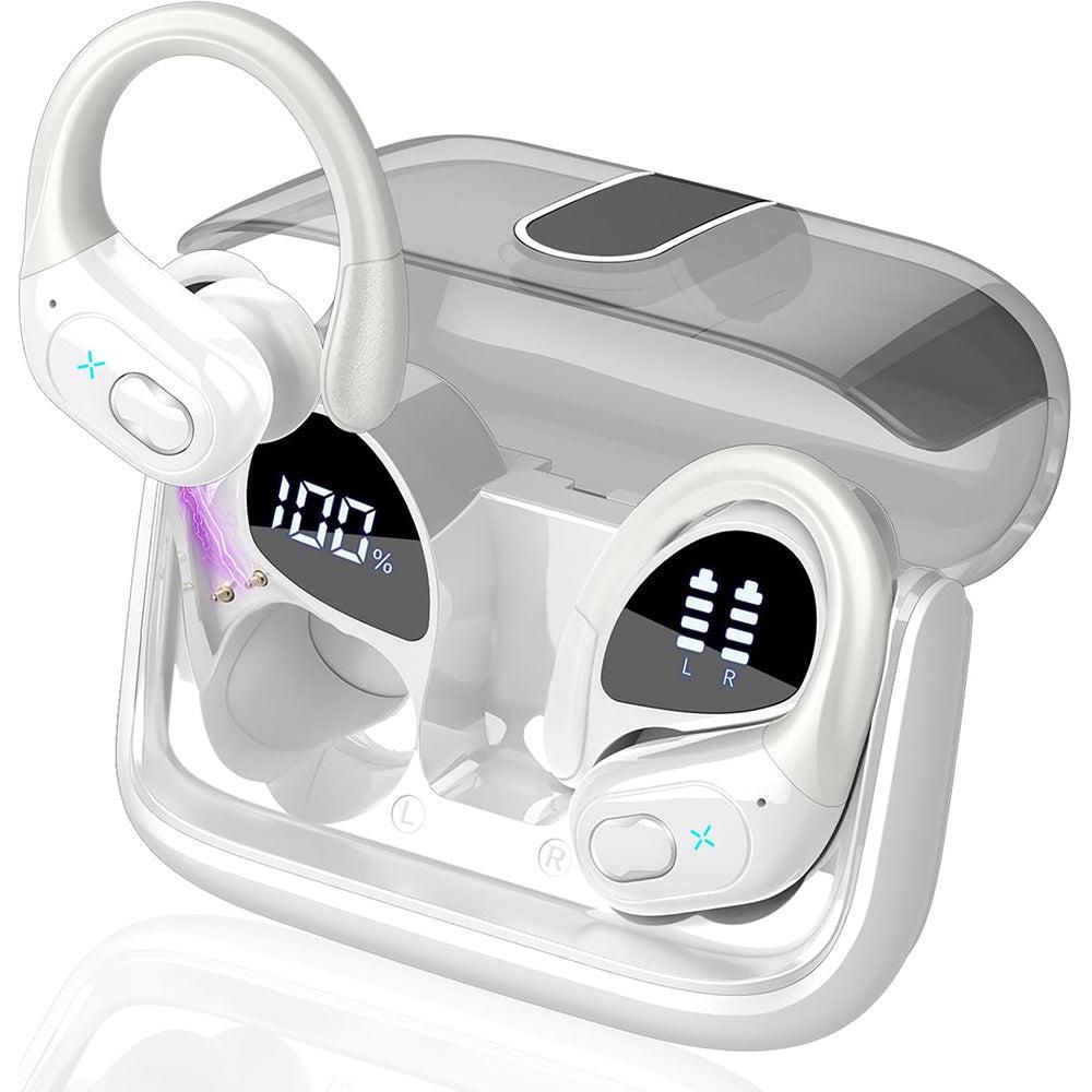 Wireless Bluetooth 5.4 Over-Ear Earbuds IPX5 Waterproof for Sports White