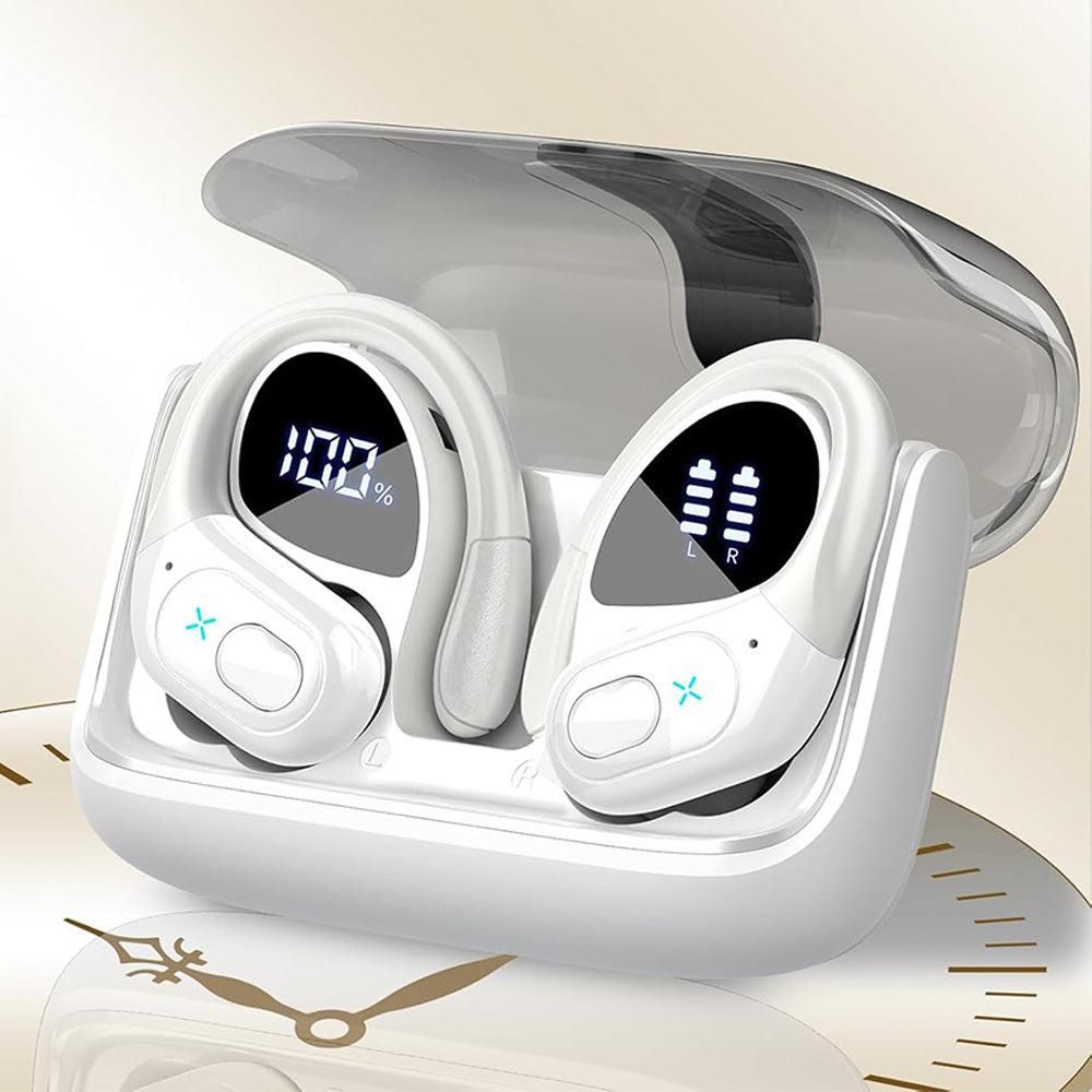 Wireless Bluetooth 5.4 Over-Ear Earbuds IPX5 Waterproof for Sports White