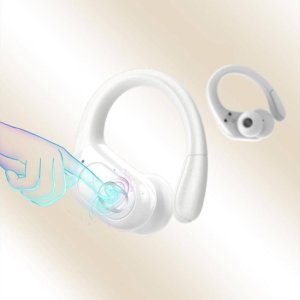 Wireless Bluetooth 5.4 Over-Ear Earbuds IPX5 Waterproof for Sports White
