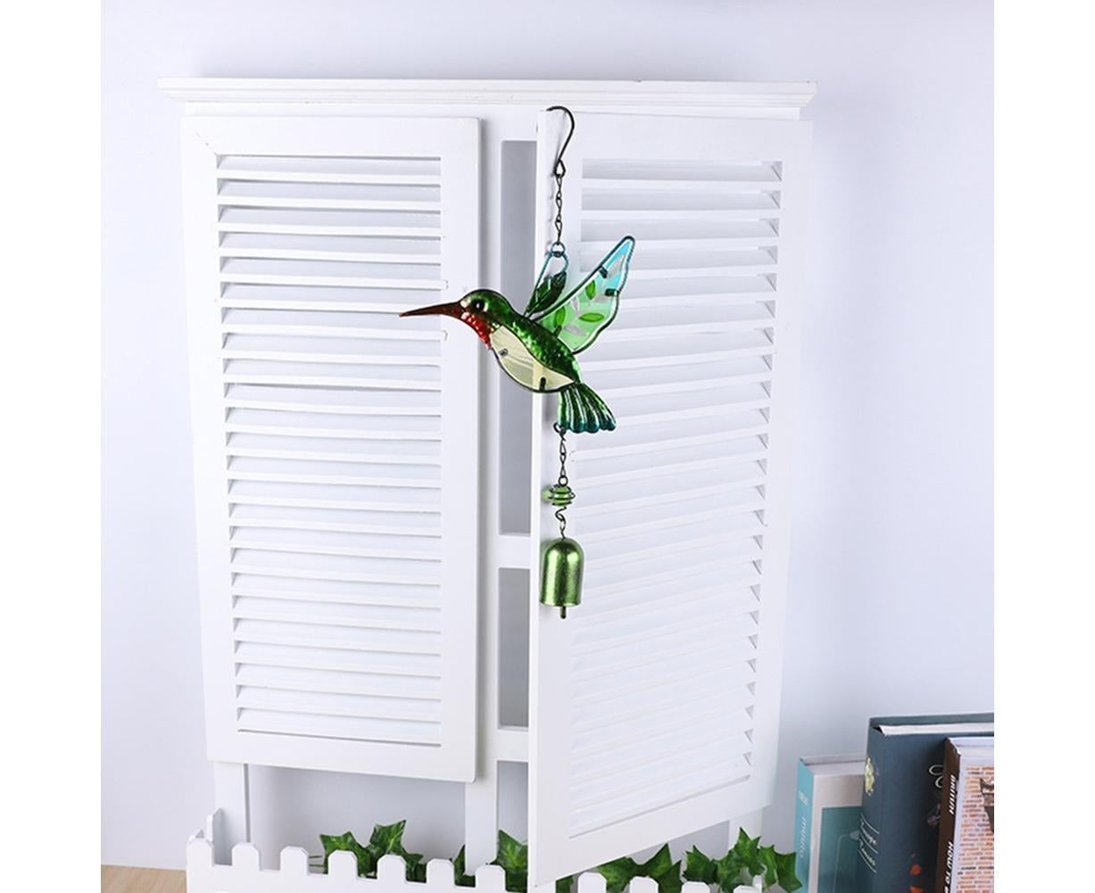 Cute Hummingbird Metal Tubes Wind Chime Bell Home Yard Wall Hanging Ornament-Blue Wind Chime Tube