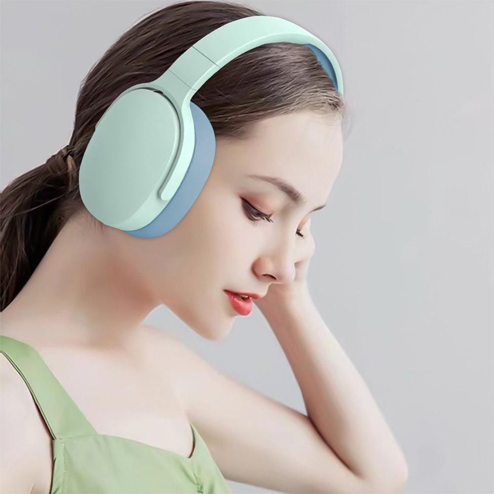 Foldable Wireless Bluetooth Stereo Over Ear Headphone Blue