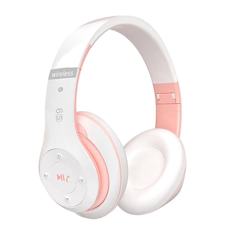 Wireless Bluetooth Headphones Foldable Over Ear Stereo Headsets with Built-in Mic White