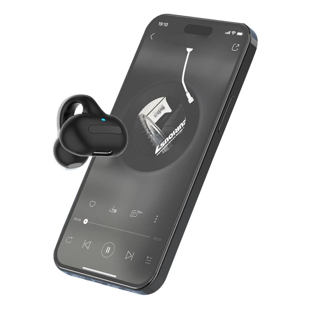 MG8 Wireless Bluetooth 5.2 Single Earphone Ear-clip Headphones TWS Sports Earbuds with Charging Case Black