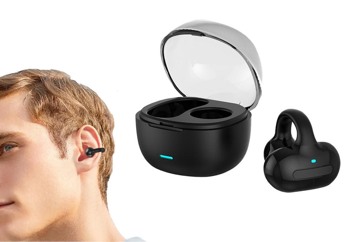 MG8 Wireless Bluetooth 5.2 Single Earphone Ear-clip Headphones TWS Sports Earbuds with Charging Case Black