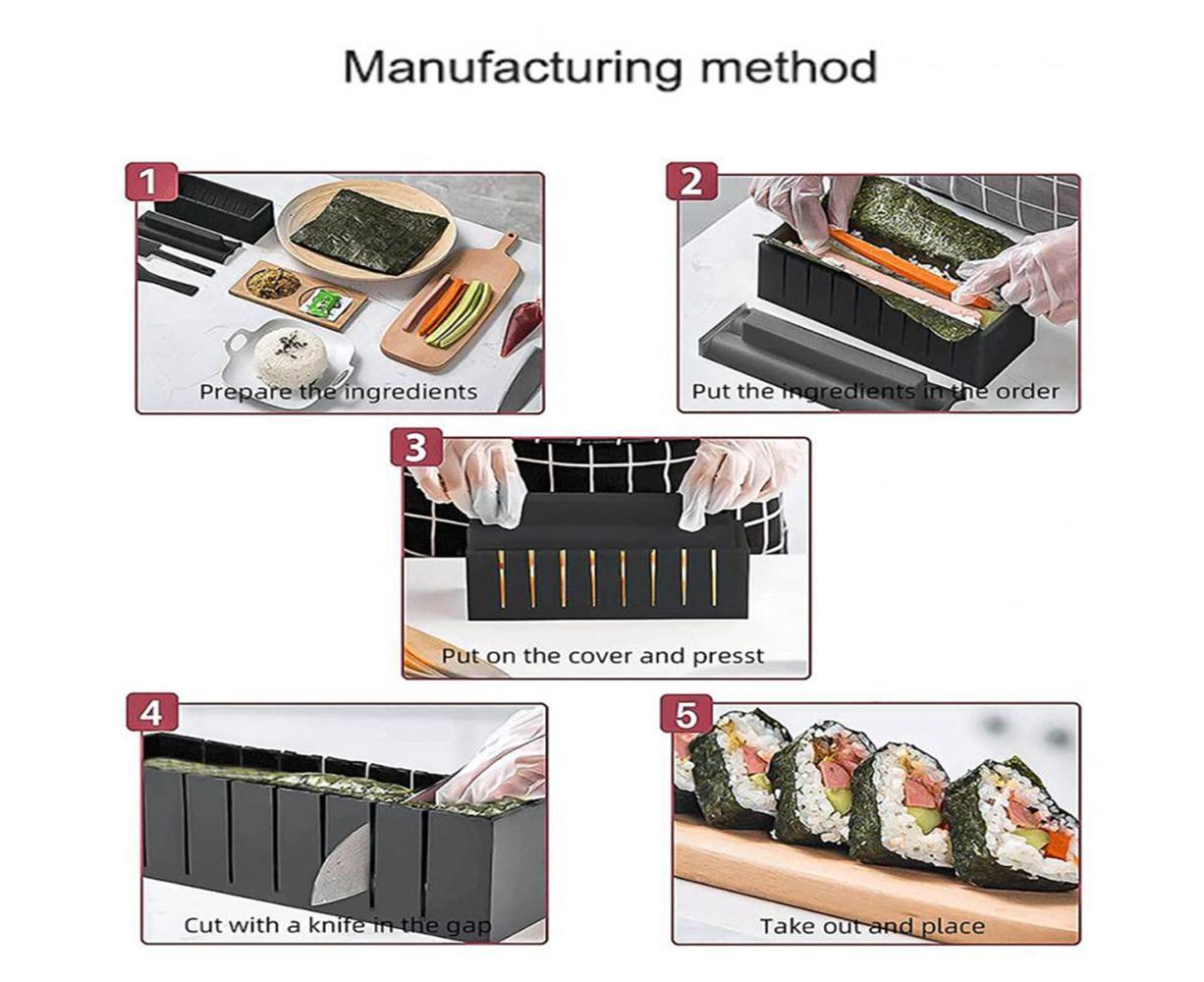 10Pcs DIY Sushi Making Kit Roll Sushi Maker Rice Roll Mold Kitchen Sushi Tools