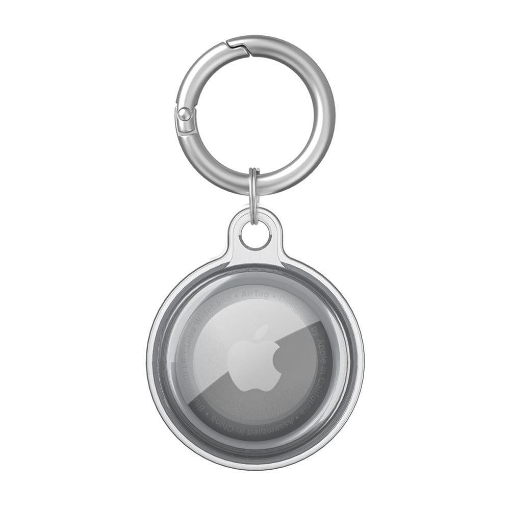 For Apple AirTag Case Clear TPU Protective Cover with Key Ring Black