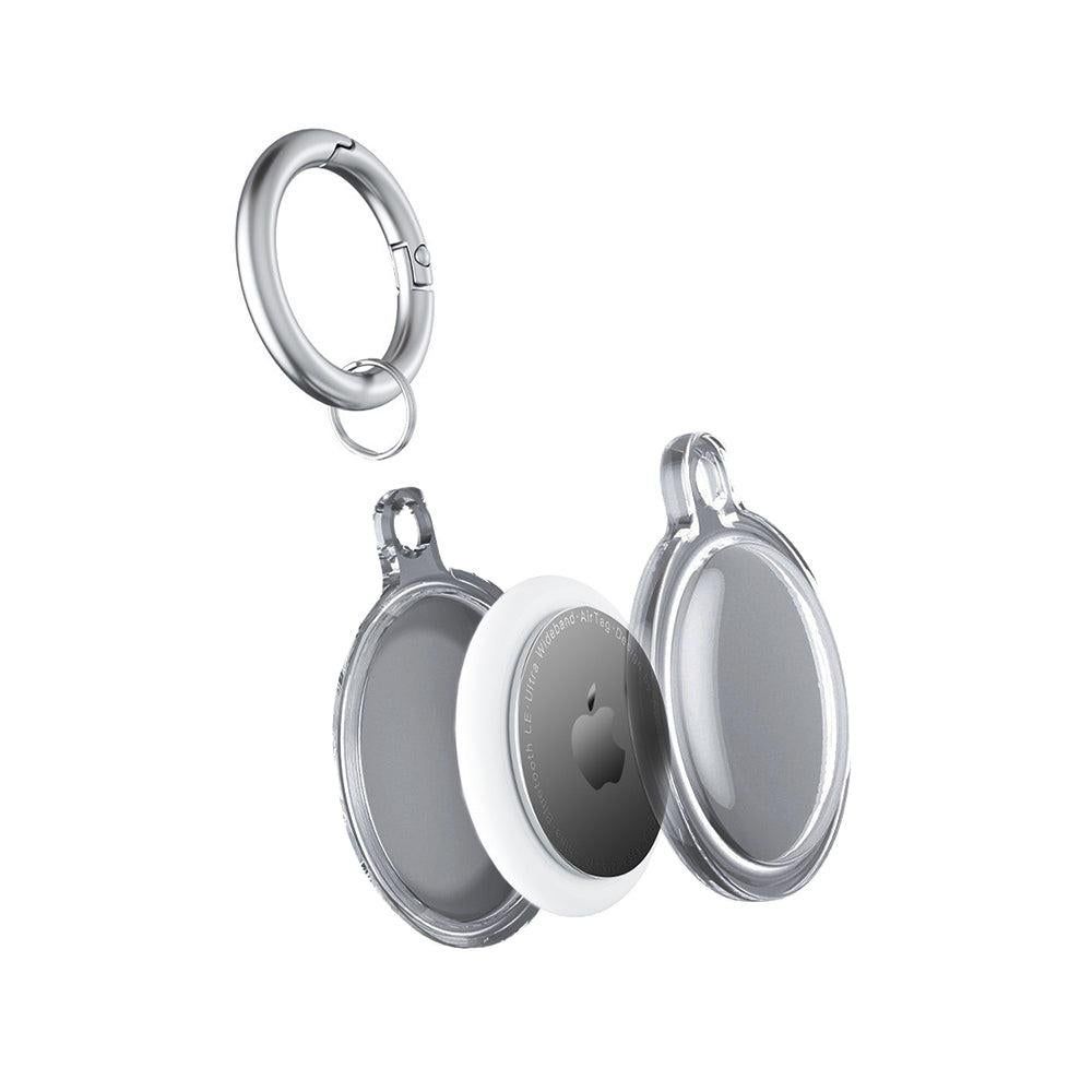 For Apple AirTag Case Clear TPU Protective Cover with Key Ring Black