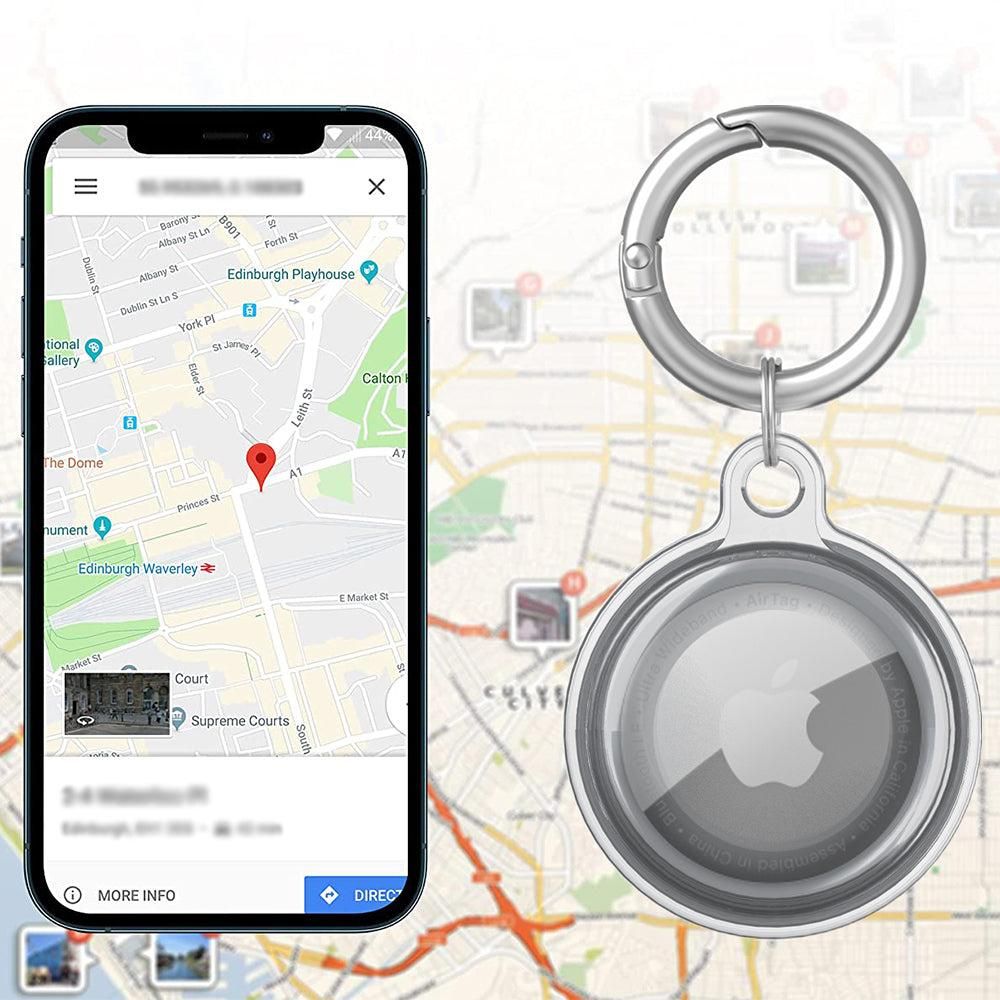 For Apple AirTag Case Clear TPU Protective Cover with Key Ring Black