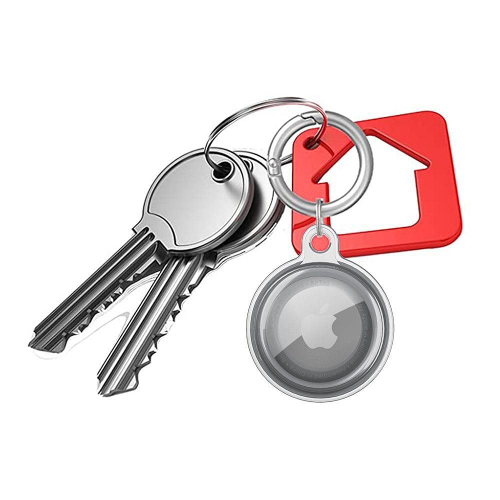 For Apple AirTag Case Clear TPU Protective Cover with Key Ring Black