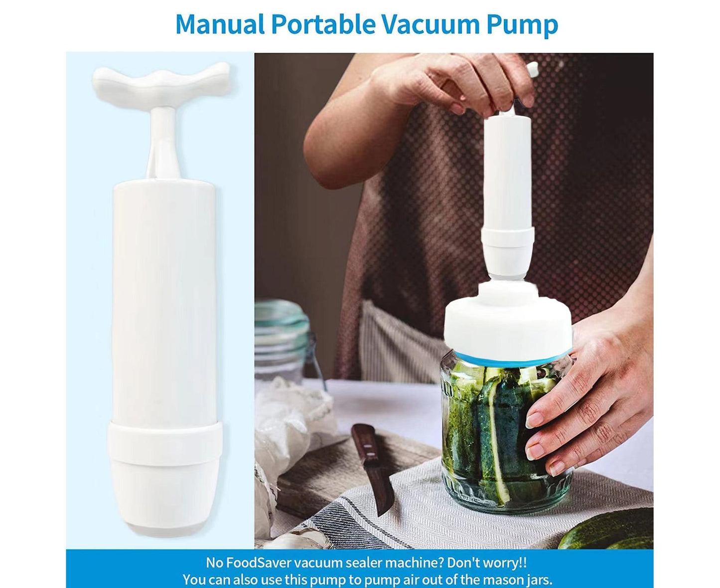 Food Storage Jar Sealing Machine - Manual Air Pump - White