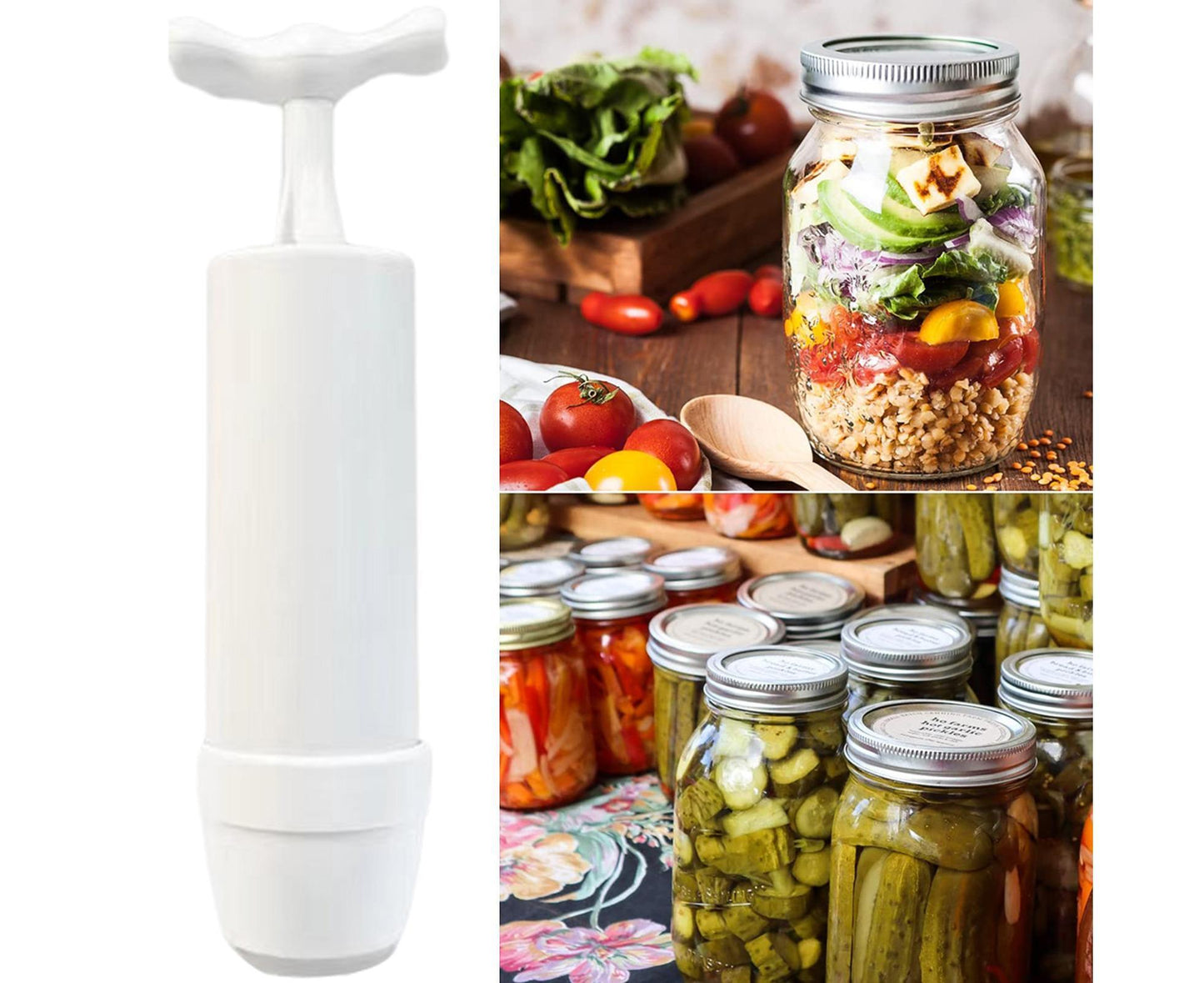Food Storage Jar Sealing Machine - Manual Air Pump - White