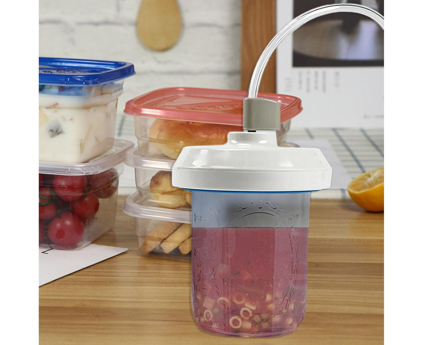 Food Storage Jar Sealing Machine - Manual Air Pump - White