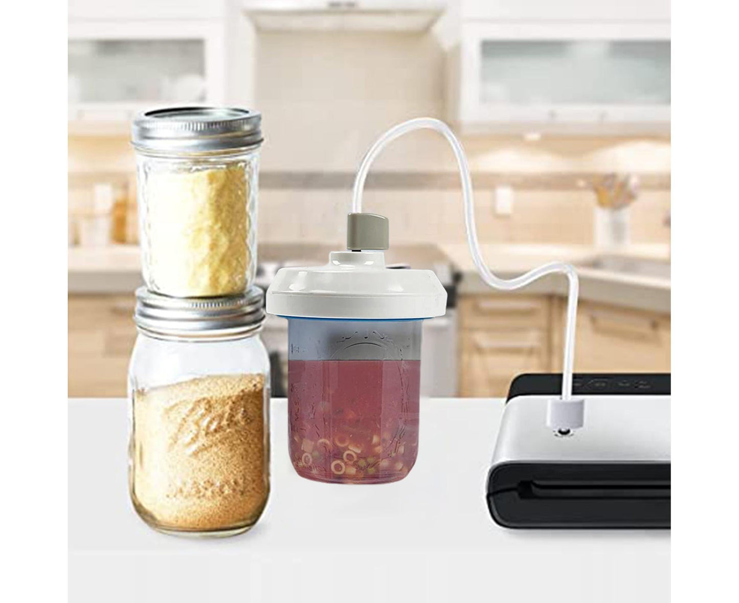 Food Storage Jar Sealing Machine - Manual Air Pump - White