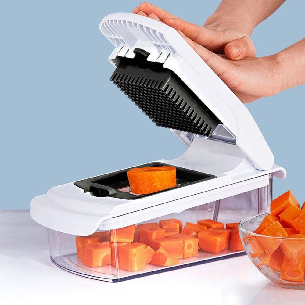 Vegetable Chopper with Container for Salad Prep White