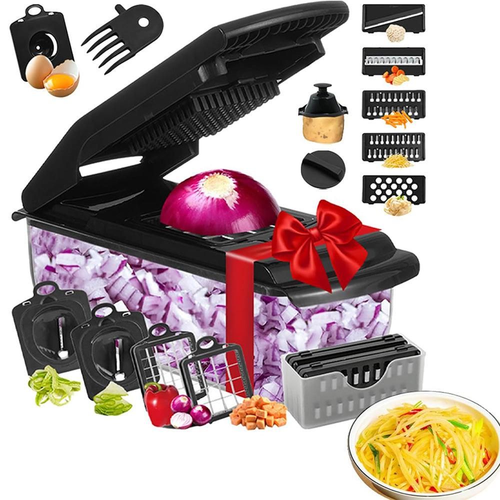 Vegetable Chopper with Container for Salad Prep White