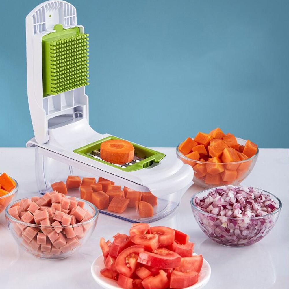 Vegetable Chopper with Container for Salad Prep Green