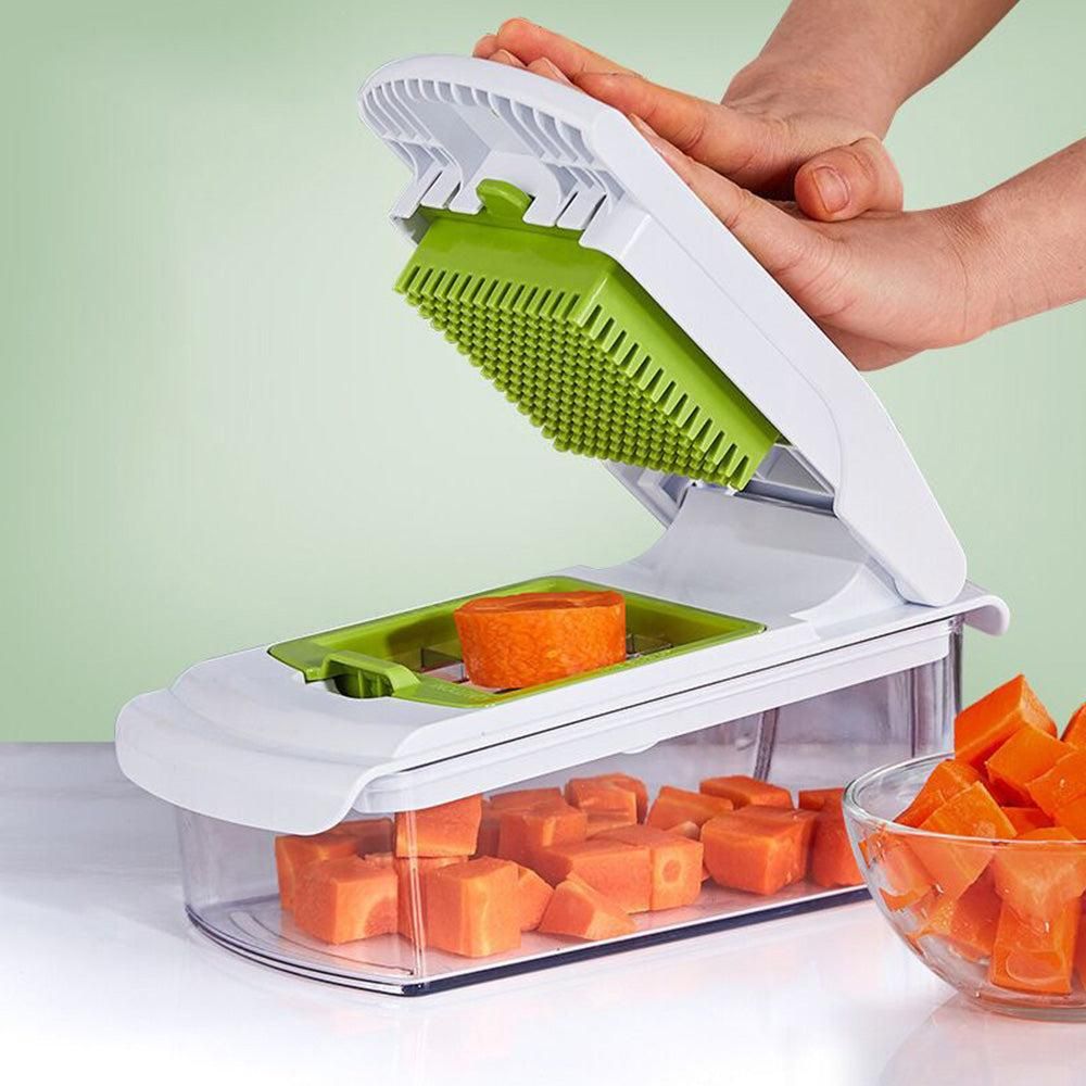 Vegetable Chopper with Container for Salad Prep Green