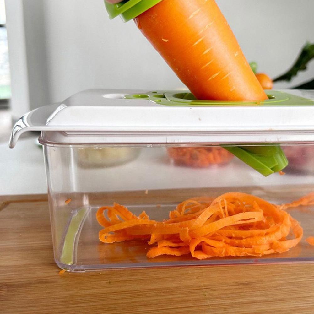 Vegetable Chopper with Container for Salad Prep Green