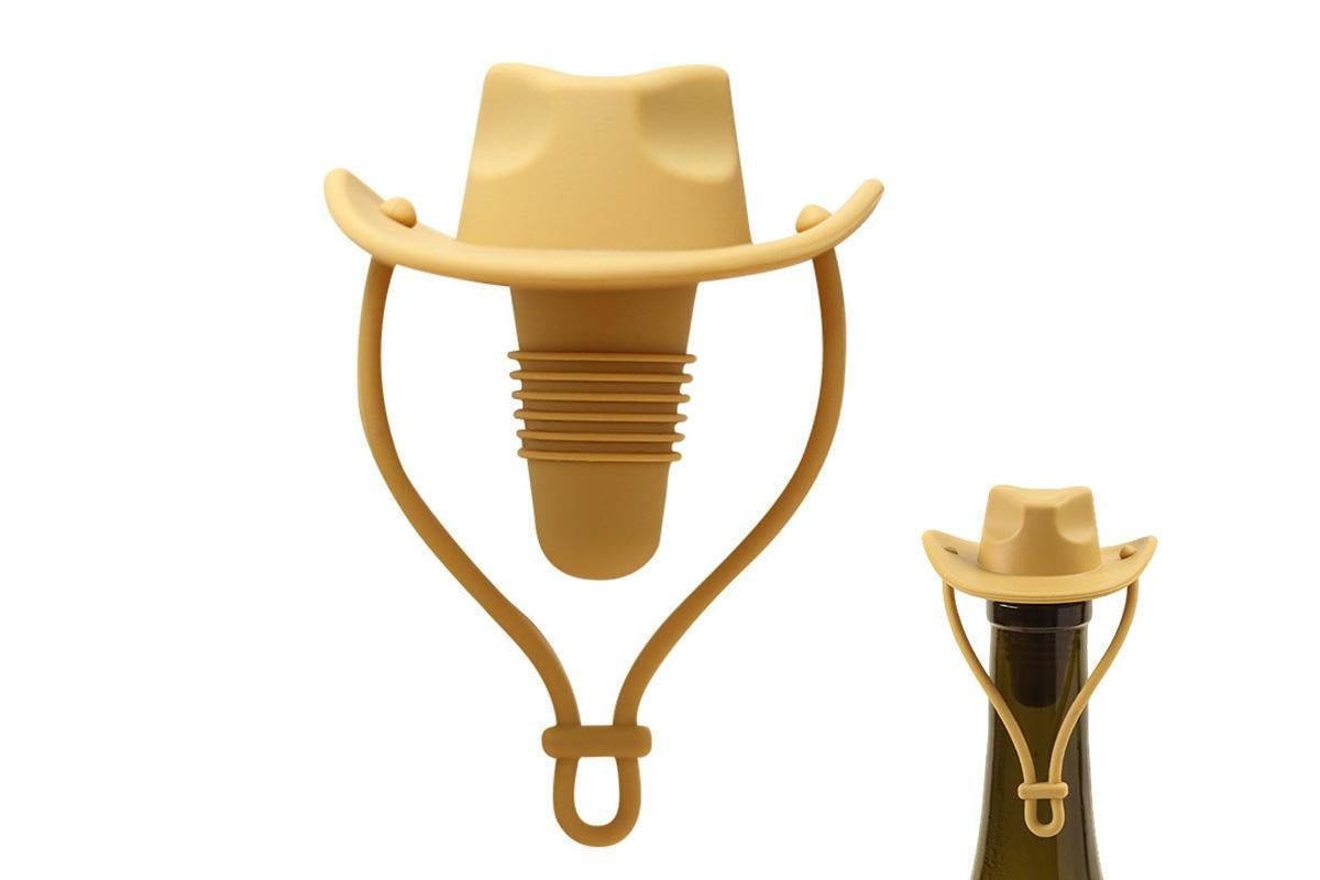 Western Cowboy Hat Silicone Wine Bottle Stopper Champagne Sealer Yellow