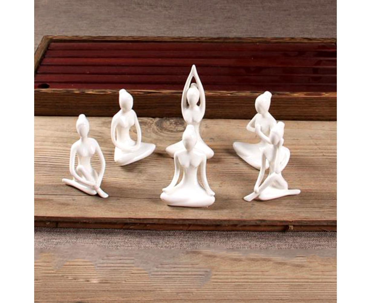 Ceramic Simulation Yoga Girl Model Art Craft Home Cabinet Office Desktop Decor-10#