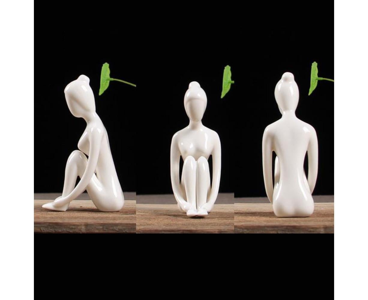 Ceramic Simulation Yoga Girl Model Art Craft Home Cabinet Office Desktop Decor-10#