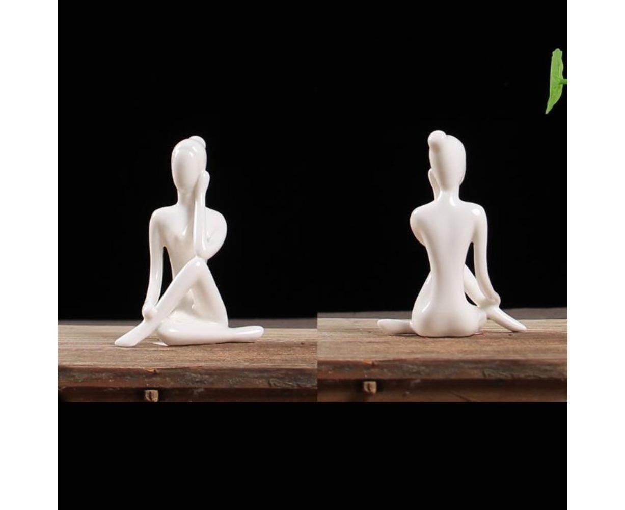 Ceramic Simulation Yoga Girl Model Art Craft Home Cabinet Office Desktop Decor-10#