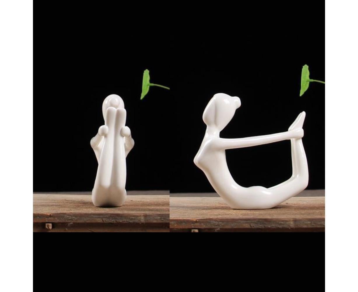 Ceramic Simulation Yoga Girl Model Art Craft Home Cabinet Office Desktop Decor-10#