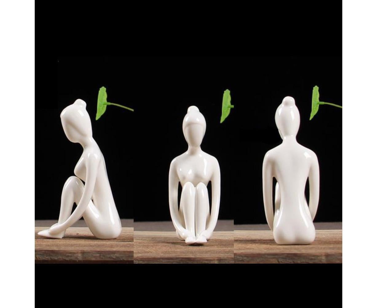 Ceramic Simulation Yoga Girl Model Art Craft Home Cabinet Office Desktop Decor-10#