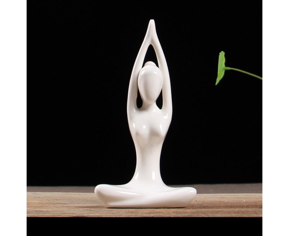 Ceramic Simulation Yoga Girl Model Art Craft Home Cabinet Office Desktop Decor-10#