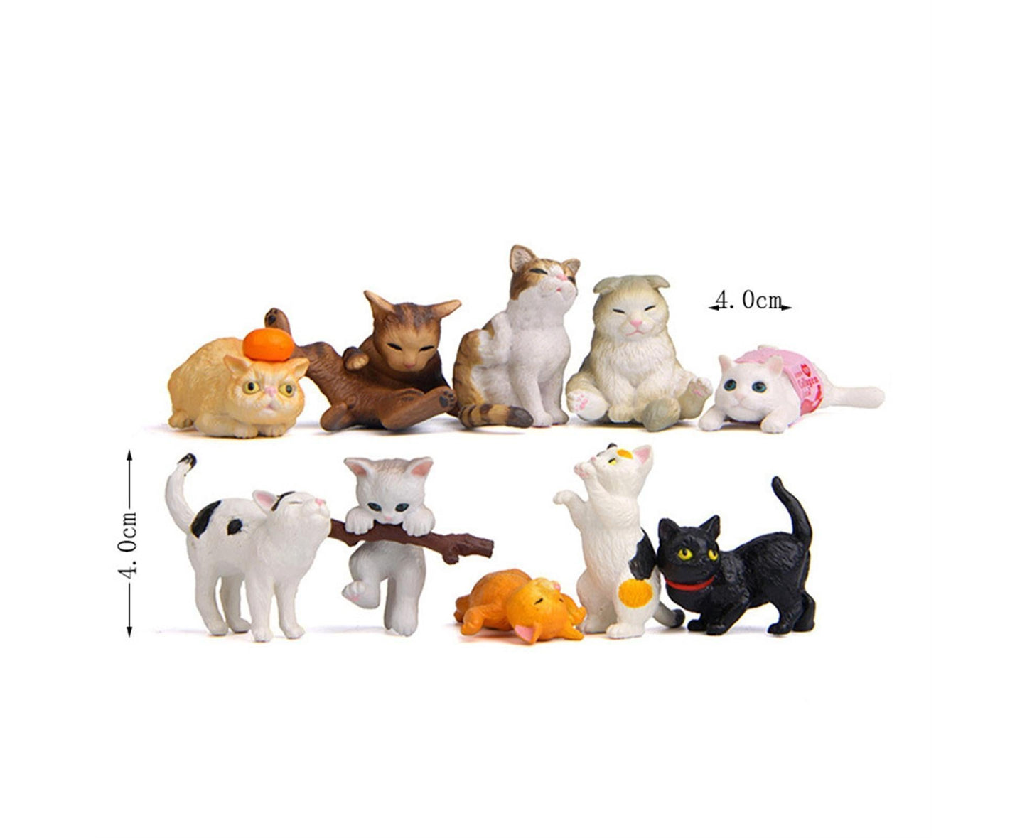 10Pcs Cat Figurine Personalized No Odor Plastic Car Center Console Cat Statue for Desktop-Multicolor