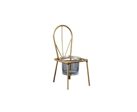 Tabletop Iron Chair Candlestick Potted Ornament Desktop Decoration Candle Holder- B