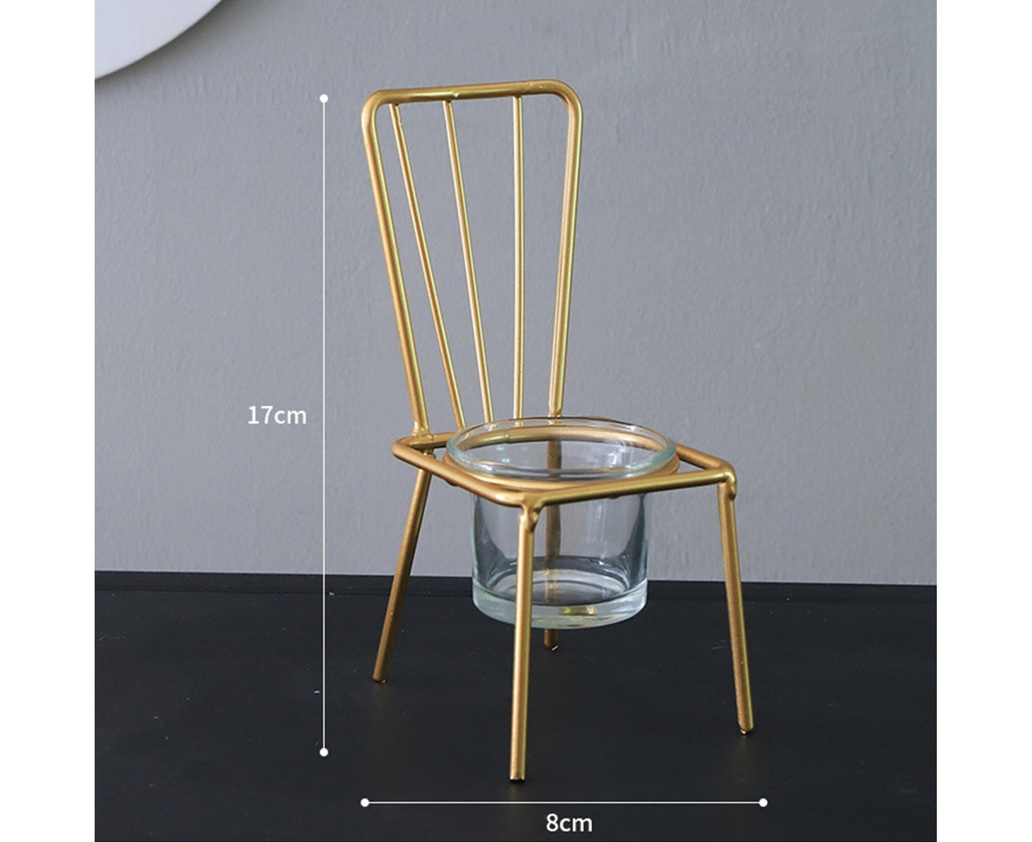 Tabletop Iron Chair Candlestick Potted Ornament Desktop Decoration Candle Holder- B