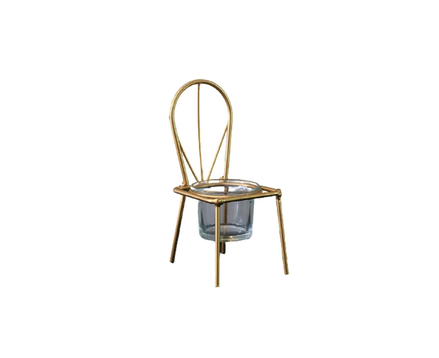 Tabletop Iron Chair Candlestick Potted Ornament Desktop Decoration Candle Holder- B