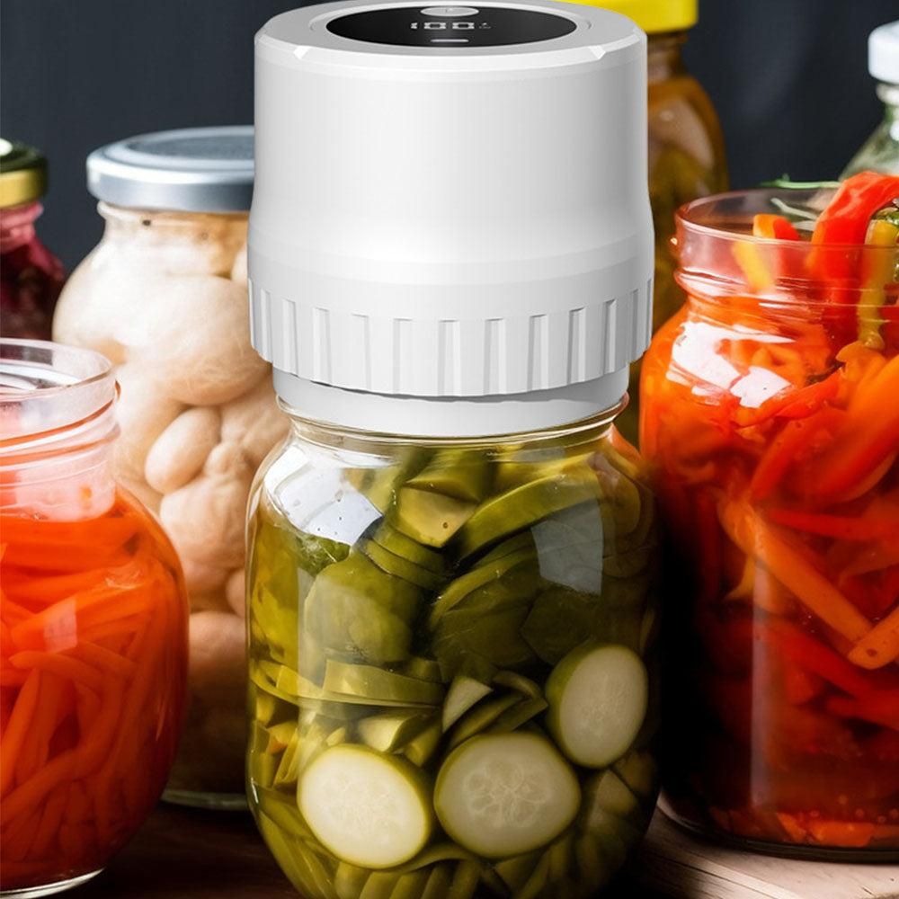 Automatic Vacuum Sealer Kit for Regular Mason Jars Rechargeable Electric Sealer with 10 Sealing Lids White
