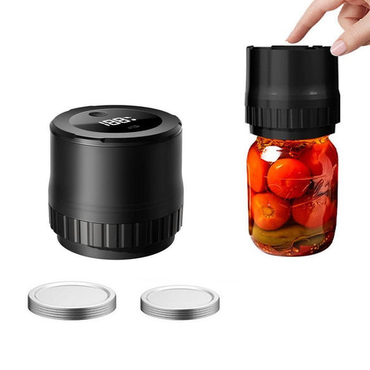 Automatic Vacuum Sealer Kit for Regular Mason Jars Rechargeable Electric Sealer with 10 Sealing Lids Black
