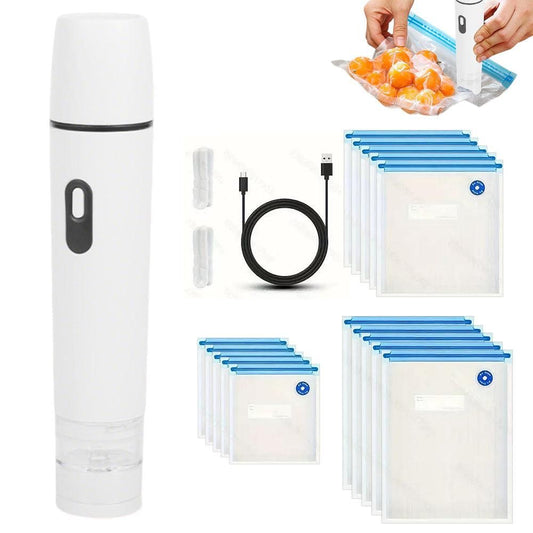 Compact Vacuum Sealer with 15 Reusable Bags