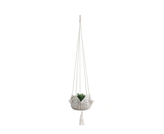 Handmade Woven Cotton Rope Hanger-Beige